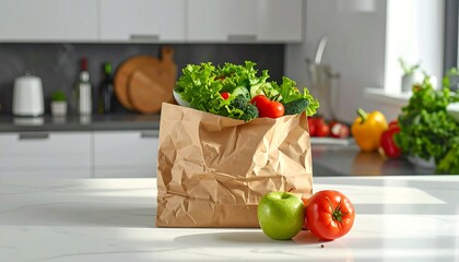 Fresh produce bag on kitchen counter