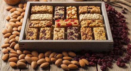 Healthy granola bars selection assorted