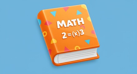 Vibrant math textbook with equation on cover against a blue background