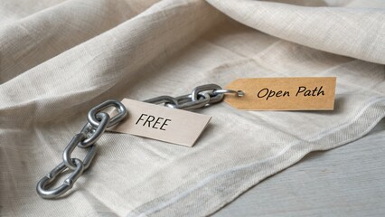 Silver Chain With FREE Tag Resting On Linen Cloth