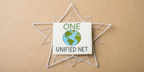 Paper Earth Illustration Inside Star Shaped Web Depicting Connectivity
