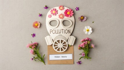 Paper Gas Mask Art Decorated With Pastel Flowers