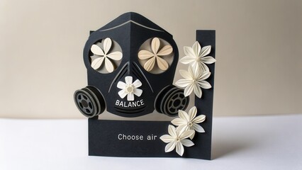 Paper Respirator Mask with Flowers Conceptual Illustration