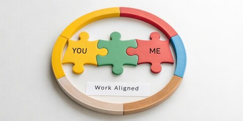 Puzzle pieces forming a circle symbolizing teamwork and connection