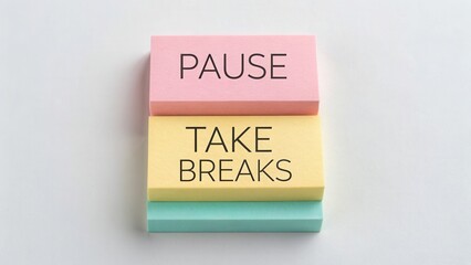 Stacked Sticky Notes with a Reminder to Take Breaks