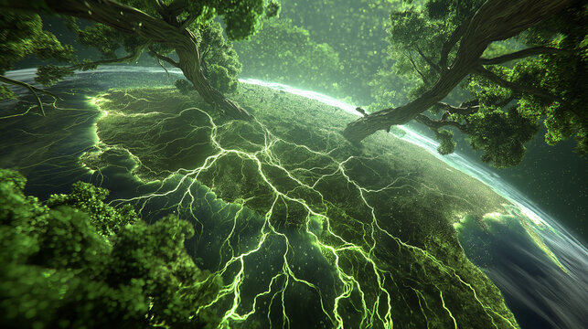 Amazon as Earth&rsquo;s Green Lungs &mdash; Bioluminescent Root Networks Connecting Continents and Visualizing Oxygen&ndash;Carbon Flow