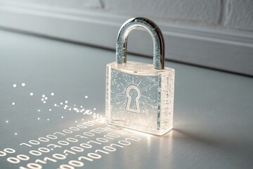 Transparent Crystal Padlock Revealing Data Security Concept