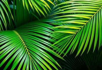 Vibrant green tropical palm leaf vector background,  design,  art