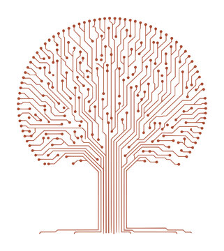 Digital Tree of Life Circuit Board Design Symbolizing Technology and Growth