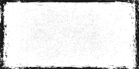 Black and white grunge frame with a rough, textured wall or paper surface, perfect for a vintage border design or art background