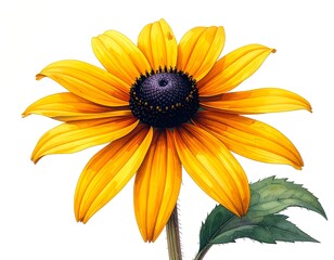 Detailed illustration of a bright yellow flower
