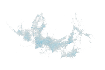 Energetic Blue Water Splash with Fine Spray liquid isolated on a transparent background