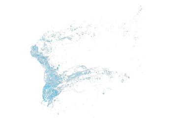 Fluid Water Splash with Scattered Droplets liquid motion isolated on a transparent background
