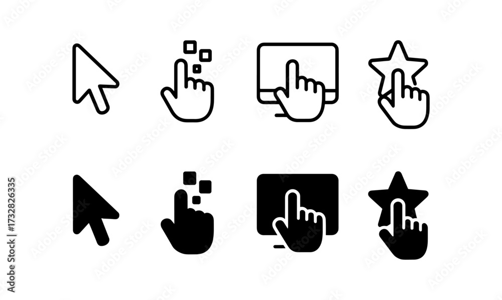 Wall mural minimalist cursor and hand icons for user interface design
