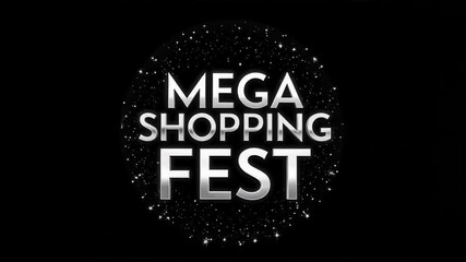Dynamic Mega Shopping Fest announcement with sparkling stars, perfect for vibrant sales promotions and exciting retail events