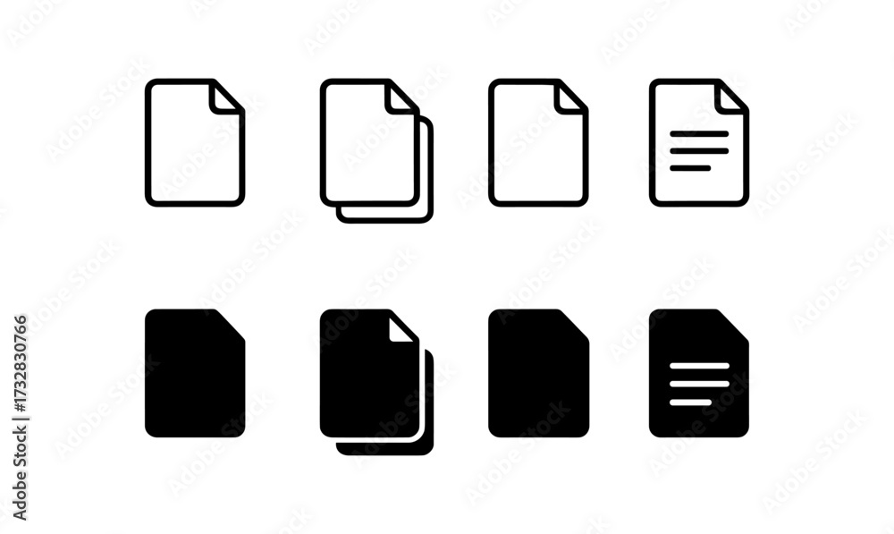 Wall mural minimalist document icons collection for digital applications and interfaces