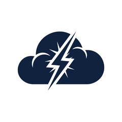 Dark Cloud with Lightning Bolt Icon Representing Stormy Weather and Electricity