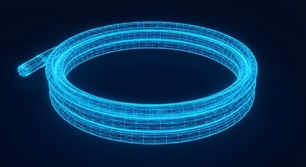 Fiber Optic Cable Coiled Wireframe Cable 3D Render image stock