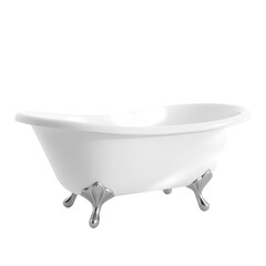 Photo of white porcelain clawfoot bathtub isolated on transparent background