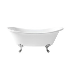 Photo of white porcelain clawfoot bathtub isolated on transparent background