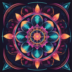 Holographic Maze: Intricate Neon Dream