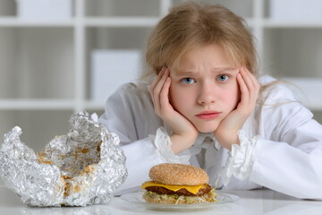 Struggling with temptation while deciding to give up unhealthy eating habits