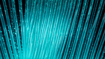 Abstract glowing turquoise fiber optic lights