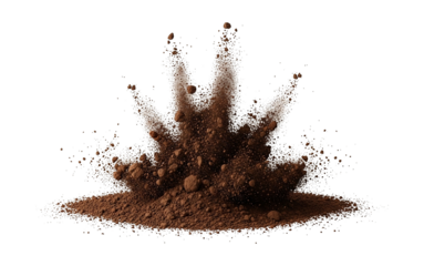 Explosion of brown powder isolated on transparent background