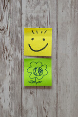 Happy earth day concept with drawn smile and flower