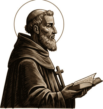 Hand drawn illustration of St. Thomas of Aquinas
