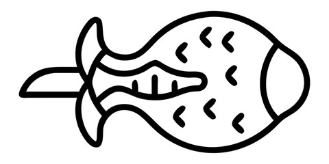 Black and white vector illustration of fish and octopus animal logo design icon
