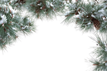PNG Winter pine branches with snow.