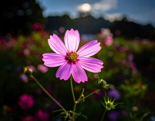 Fototapeta premium Close-up of a vibrant pink cosmos flower