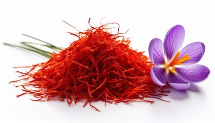 Fototapeta premium Saffron And Saffron Flower On White History