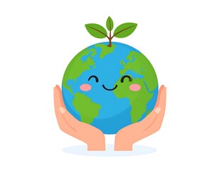 Earth held in caring hands