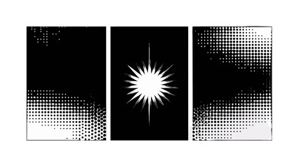 Abstract black and white halftone pattern with starburst design for modern graphic design and decoration use