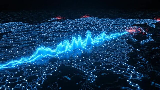 Blue Energy Wave Pushing Back Red Data Attack