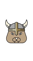 Fototapeta premium Cute Viking Cat Head Illustration.