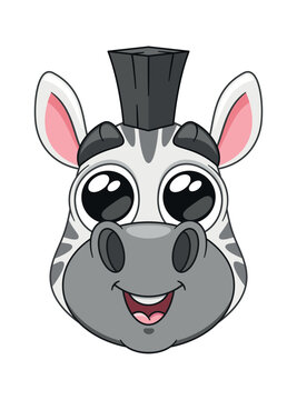 Emotional zebra animal cartoon head