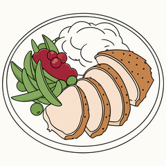 A classic turkey dinner plate vector illustration