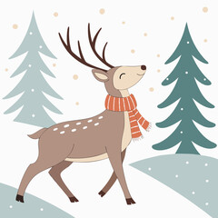 A festive reindeer wearing a scarf vector illustration