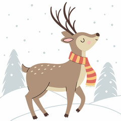 A reindeer with a scarf vector illustration
