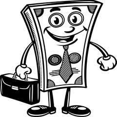 Cheerful dollar bill cartoon mascot character logo vector illustration