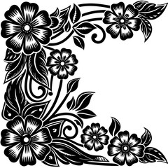 Decorative floral border with sparkling light effects vector illustration