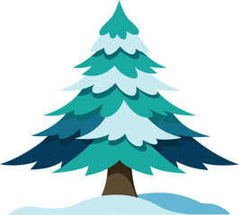 Obraz premium Vector illustration of a snow-covered Christmas tree, showcasing festive decorations and a wintery atmosphere.