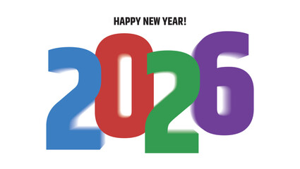 Happy New Year 2026 Vector Illustration with Bold Colorful Numbers and Modern Typography for Festive Greeting, Party Invitation, and Holiday Design