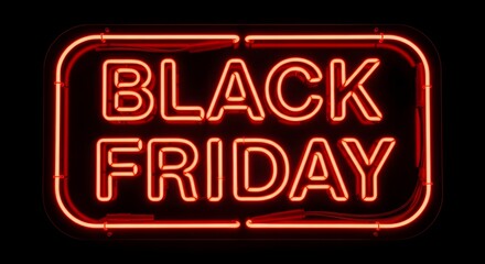 Red neon sign that says black friday glowing in the dark, representing shopping and sales
