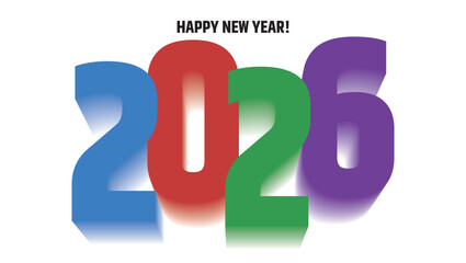 Happy New Year 2026 Vector Illustration with Bold Colorful Numbers and Modern Typography for Festive Greeting