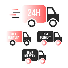 Delivery icon set. Fast delivery. Free delivery. Home delivery truck. Vector illustration	
