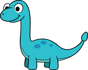 A cartoon blue dinosaur grinning widely, exuding a joyful and playful demeanor in a colorful illustration.